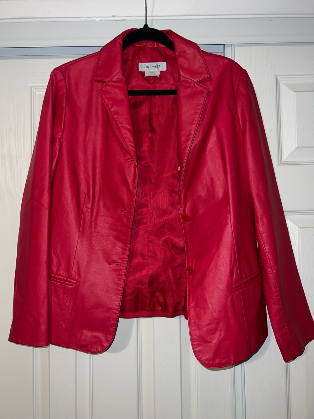 Nine West Bright Red Leather Blazer